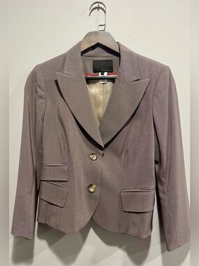Tevrow + Chase Wool Blend Cropped Blazer Jacket Taupe Size 6